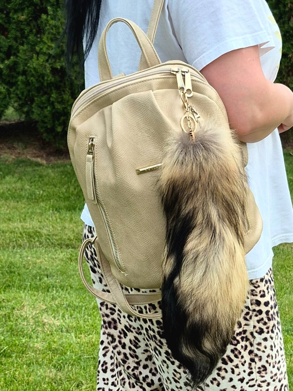 Huge Real Raccoon Tail, Keychain Bag Charm, Backpack Accessory, Boho style - Picture 3 of 6